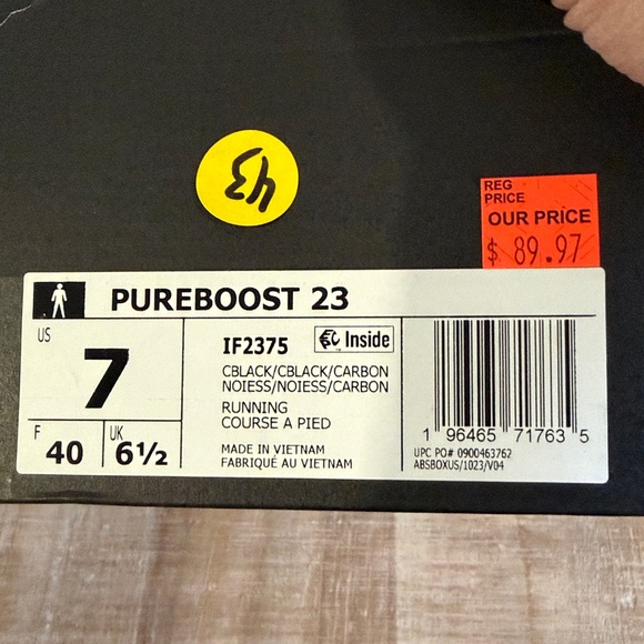 Women’s Adidas PureBoost 23 Sneakers Black NIB Size 7